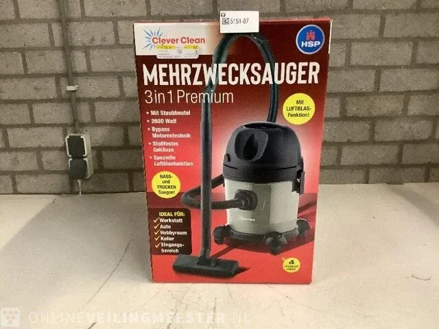 Multifunctionele stofzuiger 3in1 hsp, clever clean, grijs/zwart - afbeelding 2 van  3