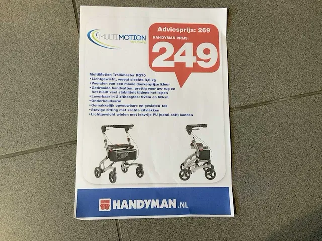 Multimotion trollimaster rg70 rollator - afbeelding 3 van  3