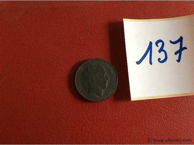 Munt belgië 5fr 1941 - afbeelding 2 van  2