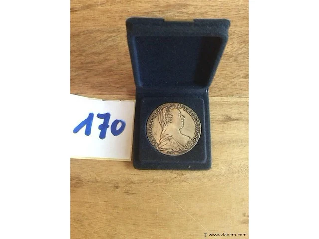Munt maria theresia zilver thaler 1780 in etui - afbeelding 1 van  2
