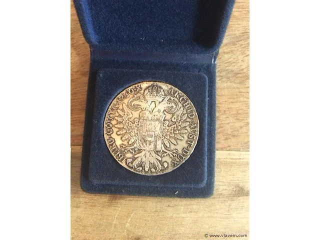 Munt maria theresia zilver thaler 1780 in etui - afbeelding 2 van  2