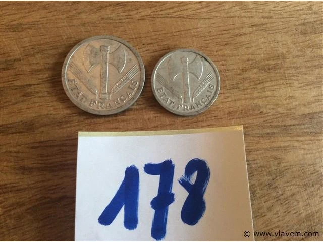 Munten frankrijk 1 & 2 fr - afbeelding 2 van  2