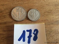 Munten frankrijk 1 & 2 fr - afbeelding 2 van  2
