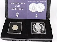 Muntset koning willem en koningin wilhelmina (o.a.. zilver) - afbeelding 1 van  5