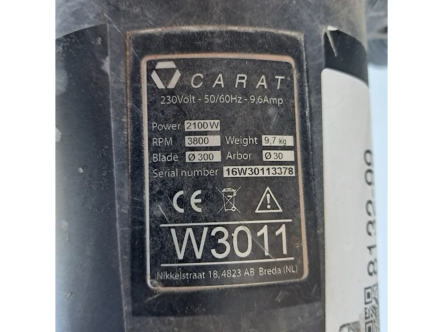 Muurzaag - 300mm - 230v carat, w3011, bouwjaar 2016 - afbeelding 7 van  7
