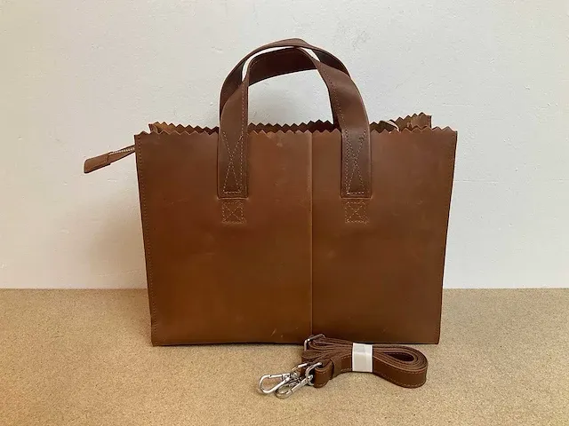Myomy - paperbag handbag cb hunter mid brown (10x) - afbeelding 2 van  3