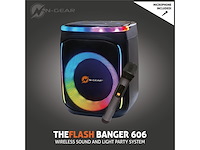 N-gear flash banger 606 karaoke set bluetooth speaker party box met draadloze microfoon zwart - afbeelding 2 van  6