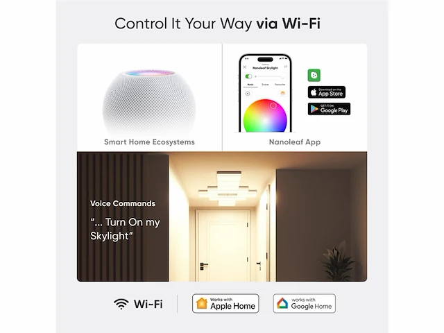 Nanoleaf plafondlamp uitbreidingsset smart lamp 1 paneel rgbcw google alexa - afbeelding 4 van  4