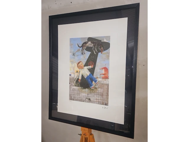 Nara yoshitomo lithograaf - limited edition in nieuwe lijst - afbeelding 1 van  7