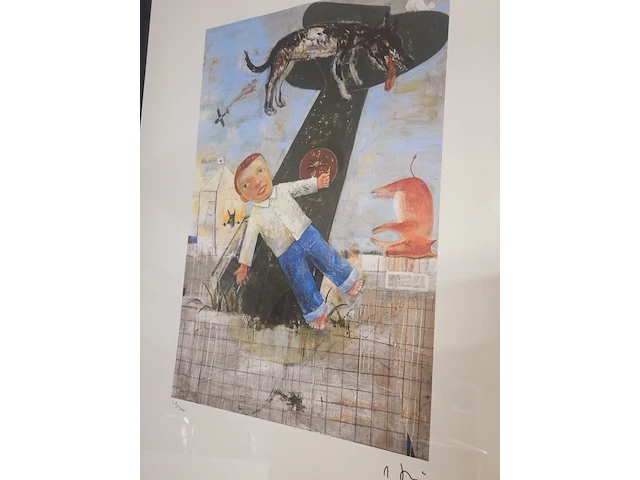 Nara yoshitomo lithograaf - limited edition in nieuwe lijst - afbeelding 2 van  7