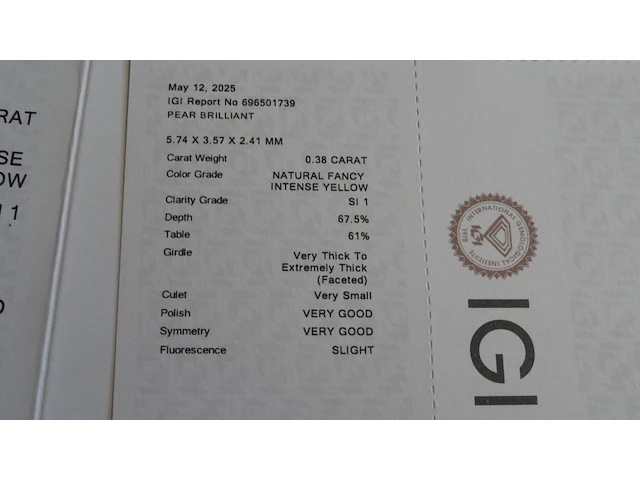 Natuurlijke diamant - 0.38ct ( igi gecertificeerd ) - afbeelding 9 van  11