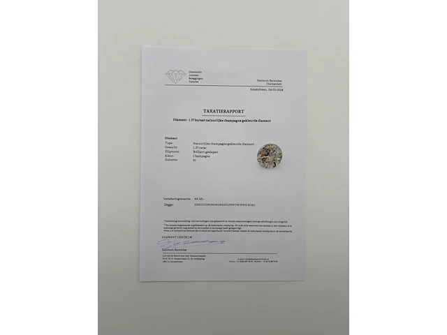 Natuurlijke diamant - champagne gekleurd - 1.37ct - afbeelding 5 van  6