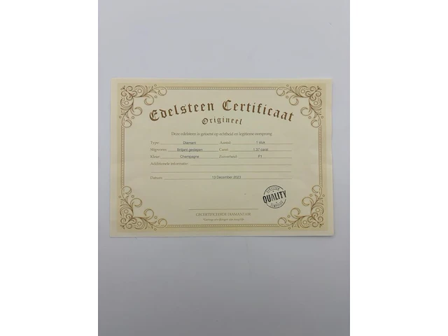 Natuurlijke diamant - champagne gekleurd - 1.37ct - afbeelding 6 van  6