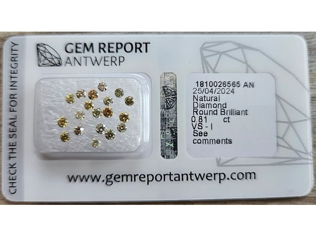 Natuurlijke diamanten - totaal 0,81 ct , fancy yellow, brown, grey tones, 2024 - afbeelding 1 van  7