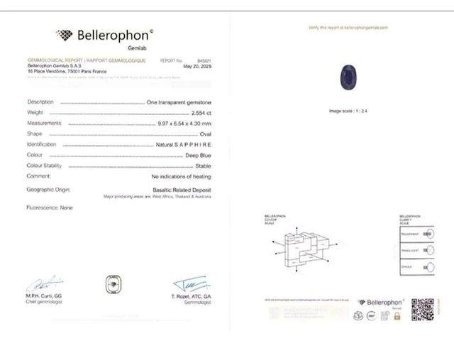 Natuurlijke saffier - 2.55ct, deep blue (koningsblauw) - afbeelding 5 van  6