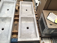 Natuursteen marmer beige/grey dubbele wastafel 120x40x10 cm - afbeelding 4 van  6