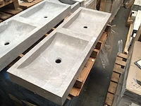 Natuursteen marmer beige/grey dubbele wastafel 120x40x10 cm - afbeelding 6 van  6