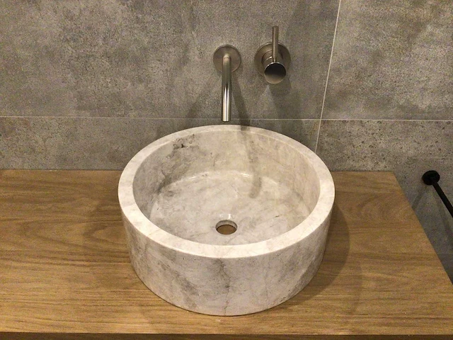 Natuursteen marmer beige/grey waskom 40,6x15 cm - afbeelding 3 van  5