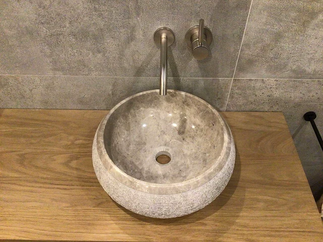 Natuursteen marmer beige/grey waskom 40,6x15 cm - afbeelding 3 van  5