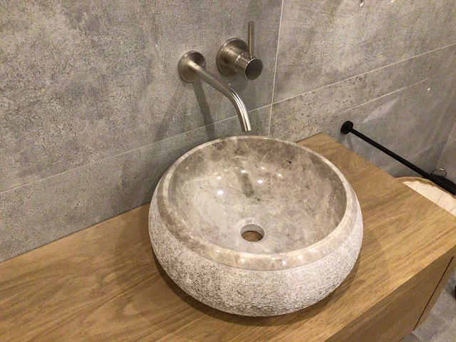 Natuursteen marmer beige/grey waskom 40,6x15 cm - afbeelding 5 van  5