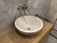Natuursteen marmer beige/grey waskom 40,6x15 cm - afbeelding 4 van  5