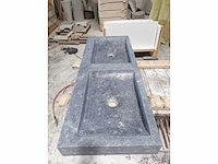 Natuursteen marmer black dubbele wastafel 120x46x10 cm - afbeelding 3 van  3