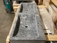 Natuursteen marmer black dubbele wastafel 120x46x10 cm - afbeelding 2 van  5