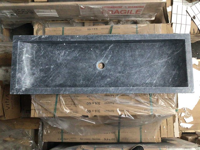 Natuursteen marmer black wastafel 120x40x10 cm - afbeelding 1 van  6