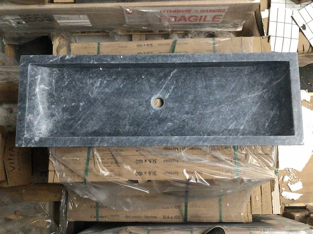 Natuursteen marmer black wastafel 120x40x10 cm - afbeelding 1 van  6