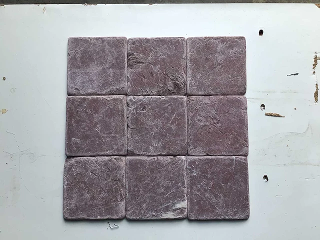 Natuursteen marmer bordeaux mat getrommeld vloertegel 10x10x1 cm 20 m². - afbeelding 2 van  2