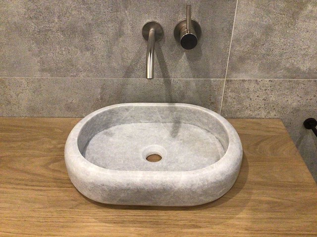 Natuursteen marmer grey oval waskom 47x34x10 cm - afbeelding 1 van  4