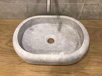 Natuursteen marmer grey oval waskom 47x34x10 cm - afbeelding 2 van  4