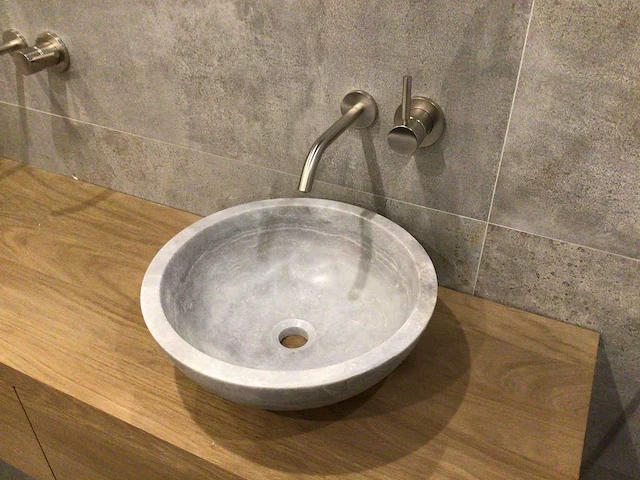 Natuursteen marmer grey waskom 40,6x15 cm - afbeelding 4 van  5