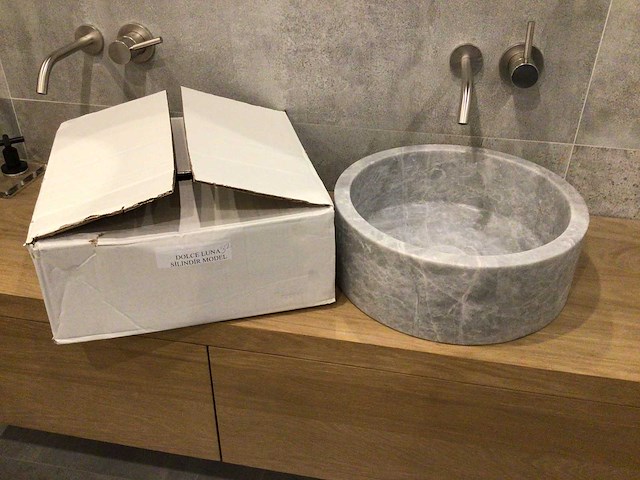 Natuursteen marmer grey waskom 40,6x15 cm - afbeelding 2 van  5