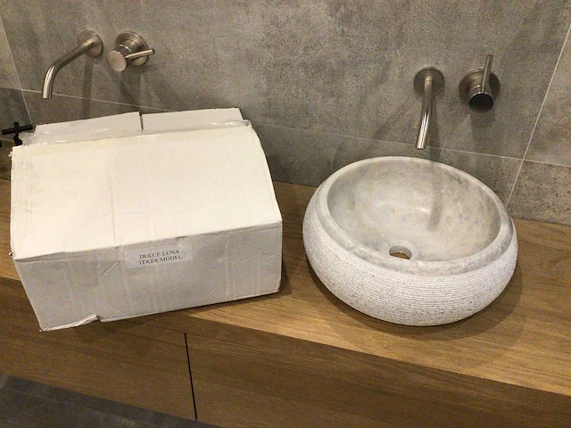 Natuursteen marmer grey waskom 40,6x15 cm - afbeelding 2 van  5