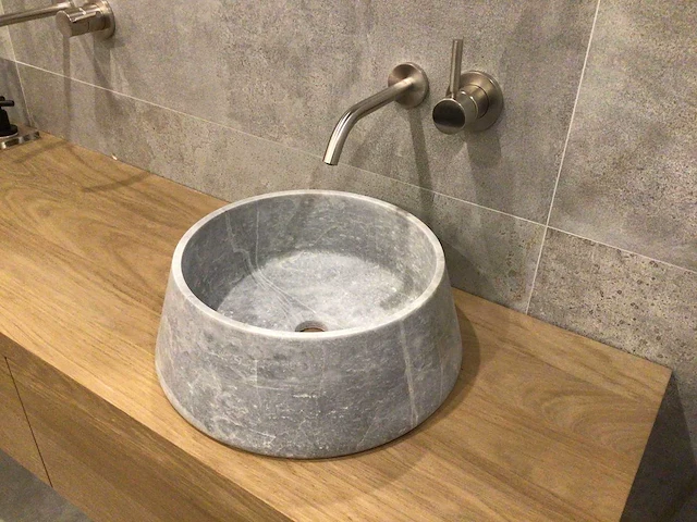 Natuursteen marmer grey waskom 40x15 cm - afbeelding 4 van  5