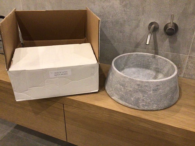 Natuursteen marmer grey waskom 40x15 cm - afbeelding 2 van  5