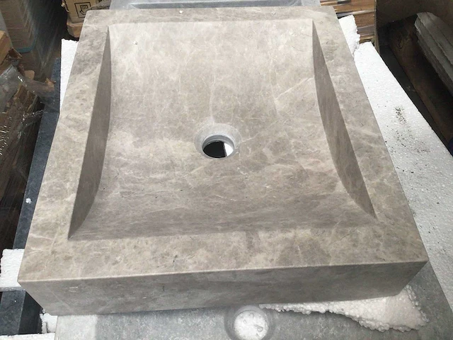 Natuursteen marmer grey wastafel 45x40x10 cm - afbeelding 3 van  5