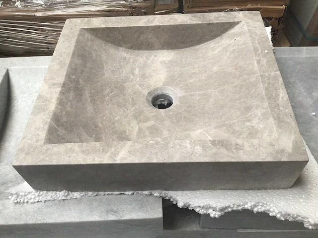 Natuursteen marmer grey wastafel 45x40x10 cm - afbeelding 4 van  5