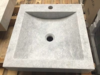 Natuursteen marmer grey wastafel 45x46x10 cm - afbeelding 1 van  5