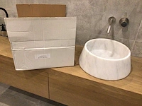 Natuursteen marmer white waskom 40x15 cm - afbeelding 2 van  5