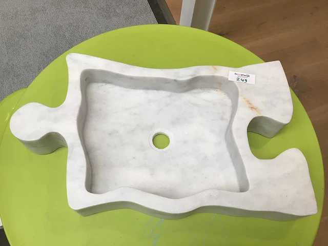 Natuursteen marmer white waskom 60x38x10 cm - afbeelding 1 van  5