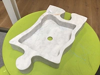 Natuursteen marmer white waskom 60x38x10 cm - afbeelding 3 van  5
