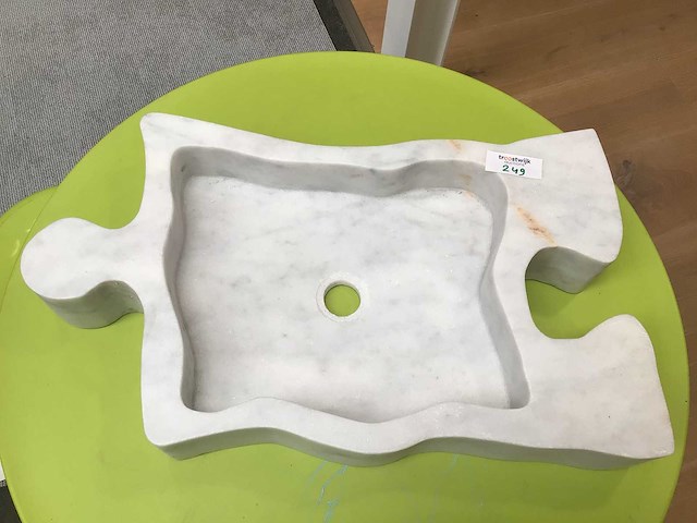 Natuursteen marmer white waskom 60x38x10 cm - afbeelding 1 van  5