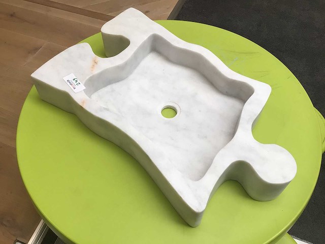 Natuursteen marmer white waskom 60x38x10 cm - afbeelding 4 van  5