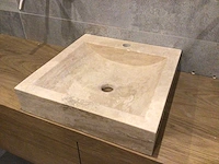 Natuursteen travertin beige wastafel 45x46x10 cm - afbeelding 3 van  4