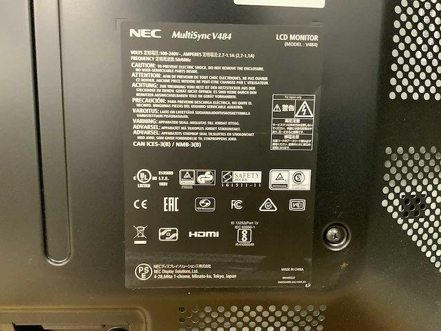 Nec multisync (v484) 48", 1920x1080 (fhd) lcd monitor - afbeelding 5 van  7