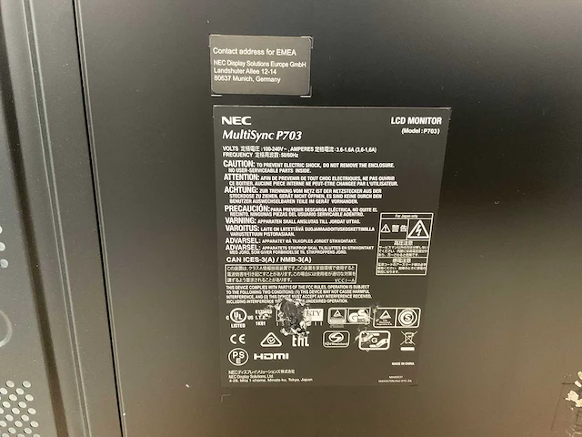 Nec (p703) 70”, 1920x1080 (fhd) lcd monitor - afbeelding 6 van  6