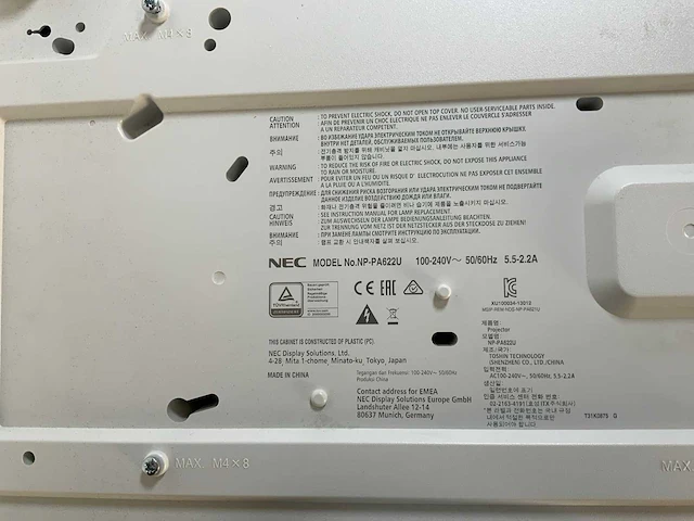 Nec (pa622u) wuxga large venue projector (1179 hrs - lamp hours) - afbeelding 7 van  7