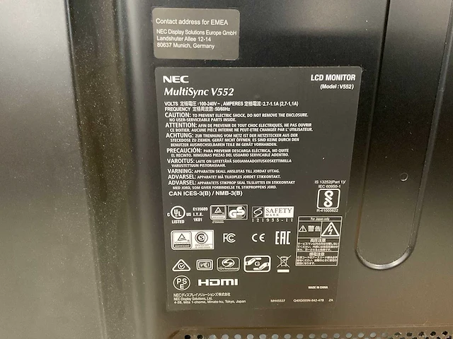 Nec (v552) 55”, 1920x1080 (fhd) lcd monitor - afbeelding 6 van  6